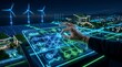 © TR Stock Studio - Digital Interface With Energy Icons And Futuristic Cityscape 3d Render