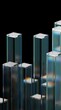 © themagia - Vertical 3d render, 3D abstract minimalist iridescent reflections on a glass geometric structure shape, neon light holographic gradient