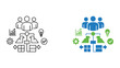 © Christopher - Business team organizational structure icon set with growth chart and lightbulb symbols