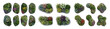 © arif - Top view flower bed and planter set isolated on white background, overhead modern garden landscape design elements for architectural plans