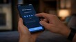 © olga_demina - Hands holding smartphone and selecting four star rating in app.