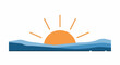 © wirang - Simple graphic of an orange sun rising over blue waves