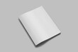 © Regi Munandar - blank white letter size instruction manual thin handbook front cover mockup template isolated 3d render perspective view