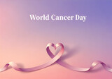 World cancer day heart with hands holding ribbon