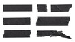 © Ladislav - Collection of black textured adhesive tape strips, isolated on a transparent background for graphic design projects.