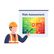 © Lily - A construction worker presents a professional safety risk assessment chart