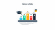 © yang - A chart shows an upward trend in skill level, symbolized by a graduation cap and an acorn
