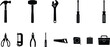 © FORIDUL Vector - Tool icons set, hammer wrench pliers saw and toolbox symbols vector artwork workshop design package