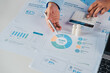 © LAONG - Financial advisor reviewing retirement readiness assessment dashboard with retirement planning, savings progress, income strategy, healthcare preparation and lifestyle sustainability analysis