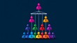 © Yuparet - Colorful Symbolic Representation of Workplace Hierarchy and Control with Diverse Workforce Illustrating Organizational Structure and Team Relations