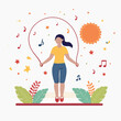 © aqila - Woman Jumping Rope Outdoors with Music and Sun