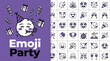 © Adobe Collections - Emoji party icon set, purple and white celebration line icons, festive birthday emoticon collection, 40 party elements for event design