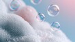 © Khawla - Soap Foam Bubbles Texture on Blue Backdrop Macro Hygiene and Beauty Concept, Blue Background with Soap Foam Bubbles for Skincare, Laundry and Wellness