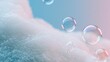 © Khawla - Soap Foam Bubbles Texture on Blue Backdrop Macro Hygiene and Beauty Concept, Blue Background with Soap Foam Bubbles for Skincare, Laundry and Wellness