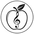 © Юлія Загалевич - Apple Shaped Music Logo Illustration. Treble Clef Symbol inside the Apple