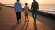© ari - Family walking on a pier at sunset