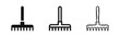 © drawing lines - Garden Rake Icons Set in Various Styles. Vector Farming and Gardening Tool Symbols.