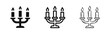© drawing lines - Candelabra and Candle Holder Icon Set in Solid, Outline, and Hand-Drawn Styles