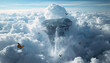 © geniuskp - There are many butterflies that are flying in the sky above the clouds