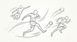 © imagemir - Dynamic black line drawing of male soccer players in action, showcasing agility and speed during a game.