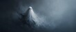 © ScenstationID - Ghost, Halloween and spooky phantom in dark fog with copy space for horror, mystery and supernatural concept. Ethereal spirit, smoke and haunting atmosphere for marketing, poster and banner.