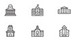 © Monoara - Set of historical government buildings in line art style modern simple design on transparent background.