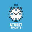 © EKA - Graphic Illustration of Stopwatch Depicting Street Sports Timing on a Vibrant Blue Backdrop