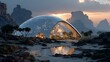 © Angkita - Sci fi glass dome glowing in extraterrestrial landscape, ideal for game and movie posters pictures