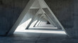 © Sumon - This is a 3D rendering of a modern concrete industrial corridor featuring a triangular tunnel design