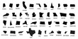© vell - All 50 USA States Map Pixel Perfect Icons (Filled Style). Vector of the United States of America states map