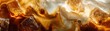 © Olga Ко - Refreshing macro texture of iced coffee with swirling milk and ice cubes, panoramic long banner background