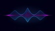 © kim jji - 3D neon blue and purple glowing sound wave frequency spectrum equalizer visualization over a dark background for digital audio concepts.