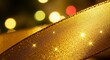 © Paul - Detailed macro shot of a shimmering gold ribbon showing intricate fabric fibers and glowing sparkles in a warm, festive holiday setting, fibers, light, opulent
