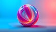 © Nataliya - Colorful ball sitting on a table, abstract dynamic geometric sphere layout object decoration, domestic indoor creative lifestyle product backdrop