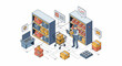 © djazulia - Logis Order Box Shop Cart Tech Data Web UI UX Flat Icon Vector Art Set