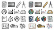 © Renald - Collection of hand-drawn mathematical and scientific icons for education and business.