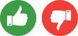 © MdAzabAli - Green circle with a white thumbs up and red circle with a white thumbs down, isolated on a white background, representing approval and dislike