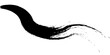 © GREENPIXEL Art - A stark black brushstroke, dynamic and fluid, moves from thick and solid to a wispy, faded line, suggesting motion and artistic expression.