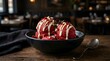 © Kenio - Red Velvet Ice Cream Sundae in a Cozy Restaurant Setting