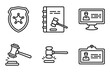 © IconArt - outline law and justice icons set - police badge, constitutional law, criminal database, employment. editable vector for web and mobile ui