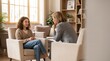 © Barry - Teenager at Therapy Session Speaking with Mental Health Counselor in Comfortable Office Setting Supporting Adolescent Wellbeing