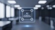 © PixelStudio - AI Insight Dashboard digital interface, artificial intelligence data analysis icon, futuristic business technology concept in blurred office