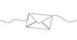 © chekman - Envelope in one line art style. Envelope drawing with editable black stroke on white background. Vector illustration.