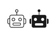 © Bayu - Cute robot head line and glyph icon set isolated on white
