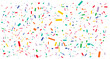 © designboundary - Colorful Confetti Sprinkle Background with Random Geometric Party Streamers