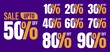 © Saif Ullah - Sale banner template vector collection 10 to 90 percent off. Mega sale discount tags and labels for fashion shopping promotion. Retail marketing price off graphic element set. Discount numbers.