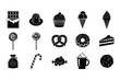 © graphixarrow - Sweet treats silhouette collection chocolate candy ice cream and baked goods icons