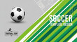 © MSTRAHIMA - Soccer template design with classic ball and green abstract grass patterns football template abstract championship tournament minimalist creative presentation