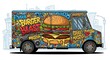 © trima - Colorful food truck with burger and grill signage parked.