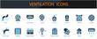 © nok - ventilation icons set minimalist flat style design, ventilation set Vector illustration  on white background